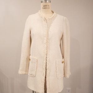 ZARA CREAM TWEED BOUCLE JACKET